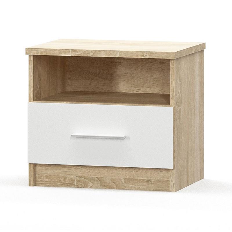 Κομοδίνο Geneva φυσικό-λευκό 50x37x45.5εκ Κομοδίνο Geneva φυσικό-λευκό 50x37x45.5εκ