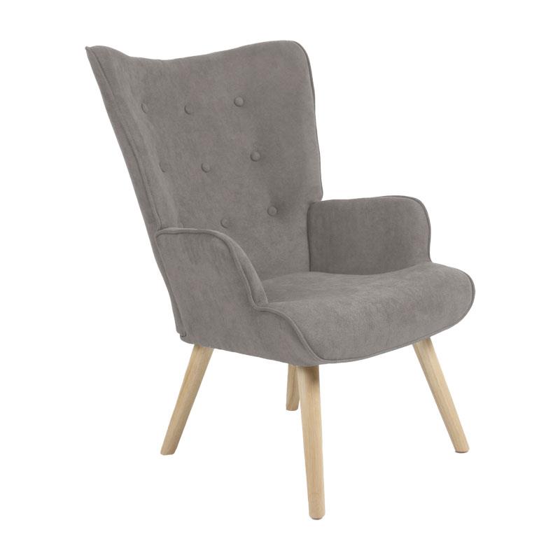 Πολυθρόνα Fluffy ύφασμα γκρι-πόδι rubberwood φυσικό 75x69x96εκ Πολυθρόνα Fluffy ύφασμα γκρι-πόδι rubberwood φυσικό 75x69x96εκ