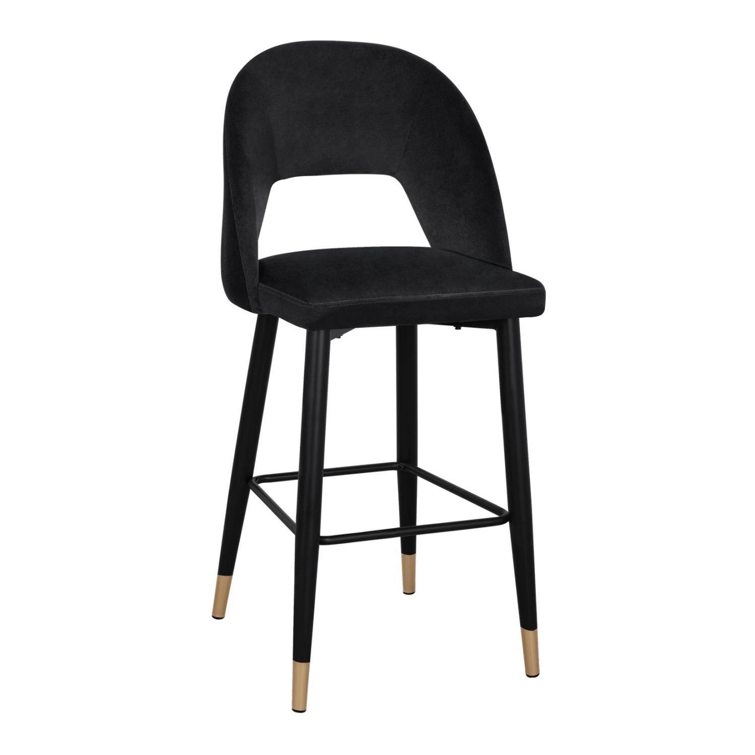 Σκαμπό μπαρ HARPER Μεταλλικό Μαύρο Σκελετό και Κάθισμα Βελούδο Μαύρο 50x51x111Υ εκ.