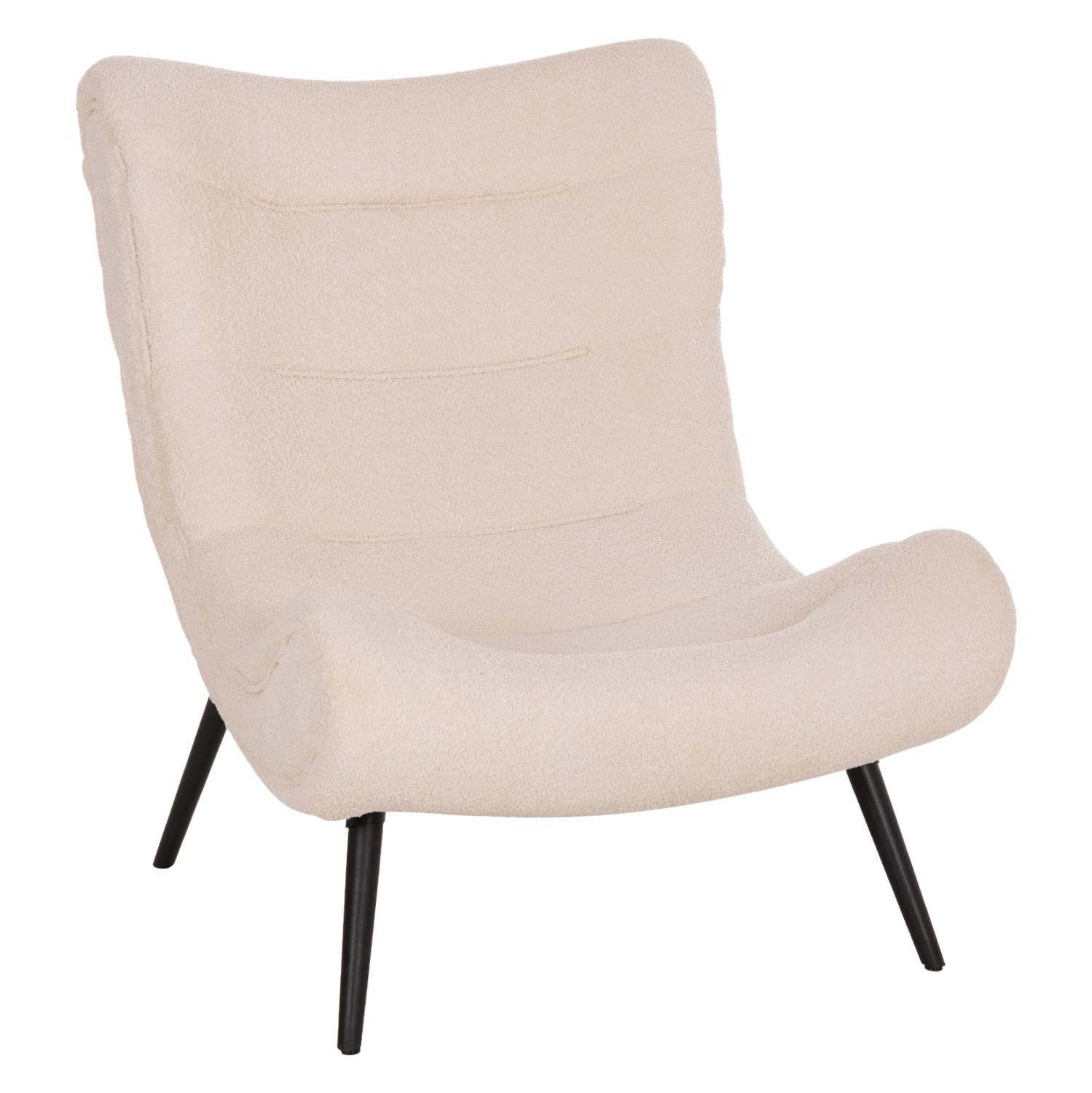 Πολυθρόνα BRYM C9605.06 Εκρού Μπουκλέ Ύφασμα με Μαύρα Ξύλινα Πόδια 97x80x100Υ εκ.