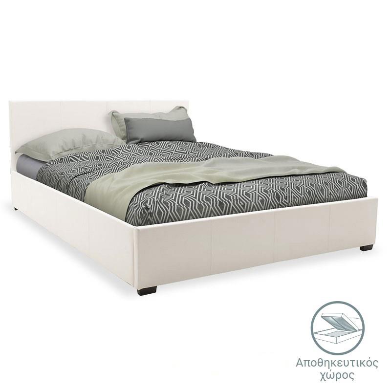 Κρεβάτι Norse διπλό pu λευκό με αποθηκευτικό χώρο 160x200εκ
