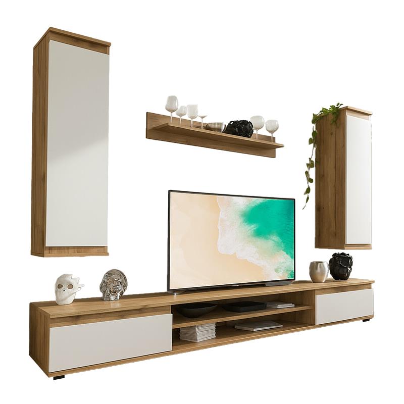 Σύνθετο σαλονιού Sandro καρυδί-λευκό 175x37x160εκ