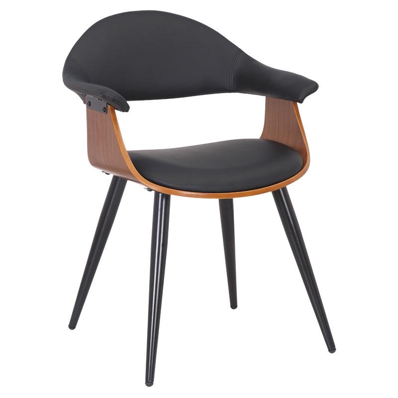 Καρέκλα - Πολυθρόνα Austen PU μαύρο-πόδι καρυδί Καρέκλα - Πολυθρόνα Austen PU μαύρο-πόδι καρυδί