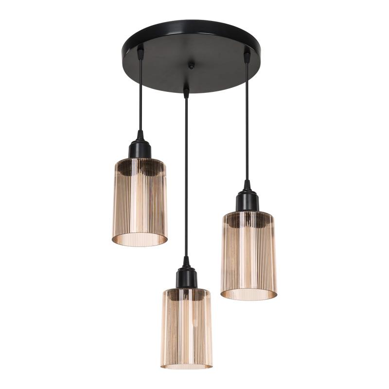 Φωτιστικό οροφής τρίφωτο PWL-1195 Ε27 μαύρο-amber Φ30x80εκ