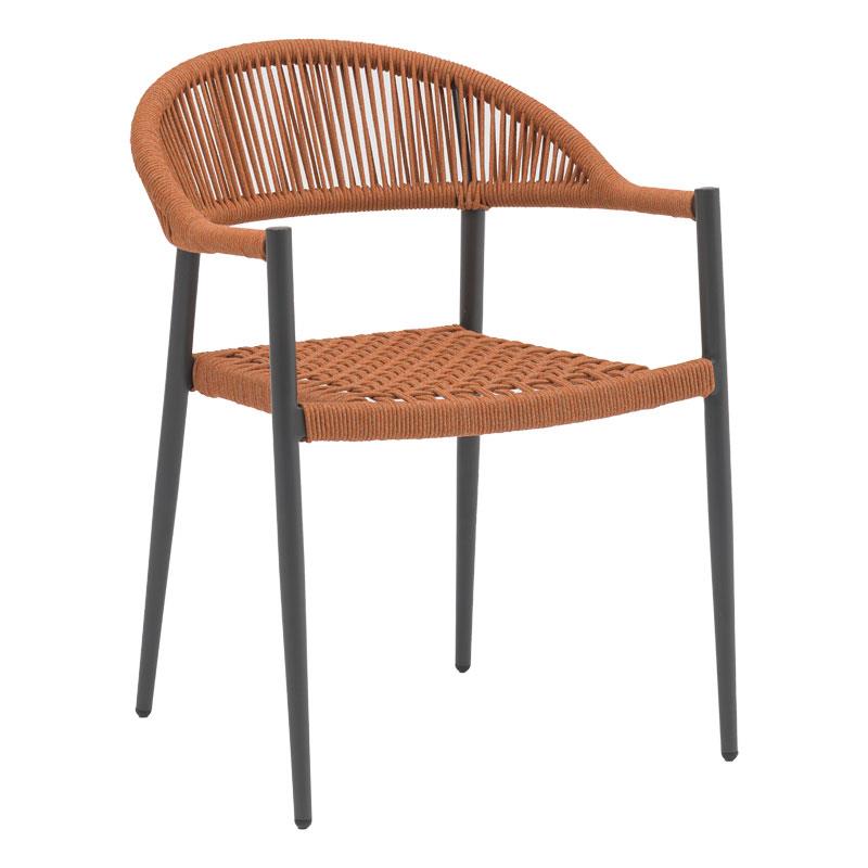 Καρέκλα - Πολυθρόνα Freiburg αλουμίνιο μαύρο-σχοινί φυσικό-κεραμιδί