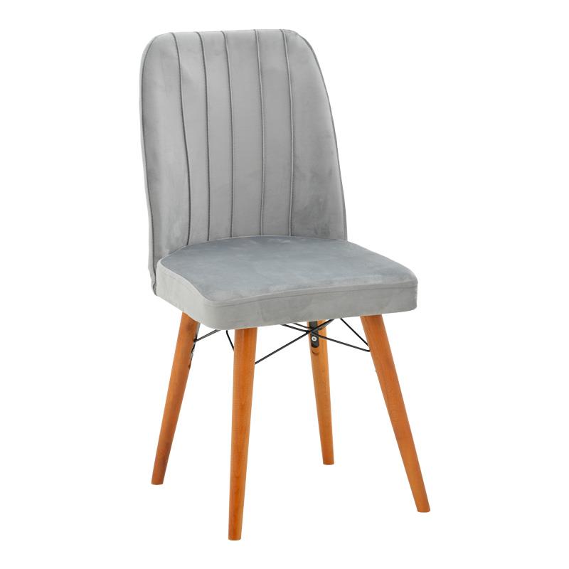 Καρέκλα Vespera I βελούδο γκρι-καρυδί πόδι Καρέκλα Vespera I βελούδο γκρι-καρυδί πόδι