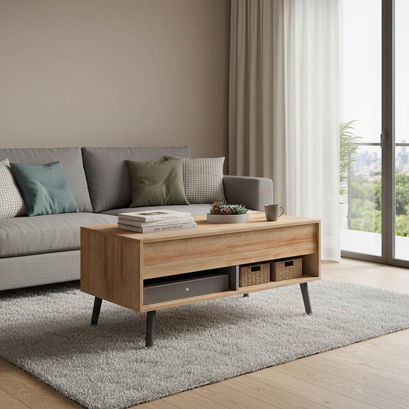 Τραπέζι σαλονιού Skyfi πολυμορφικό φυσικό-ανθρακί 100x60x45εκ