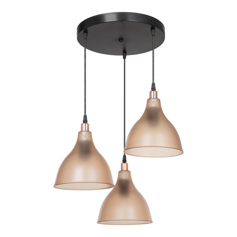 Φωτιστικό οροφής τρίφωτο Orazio Ε27 μελί-μαύρο Φ40x80εκ