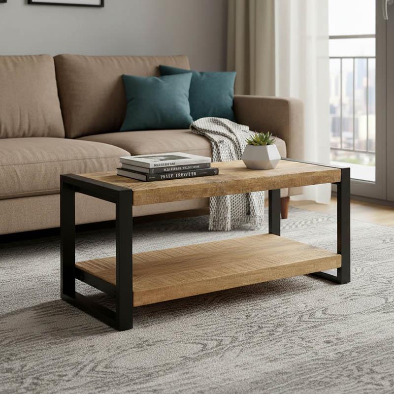 Τραπέζι σαλονιού Miles μασίφ ξύλο mango φυσικό-μαύρο 100x45x45.5εκ Τραπέζι σαλονιού Miles μασίφ ξύλο mango φυσικό-μαύρο 100x45x45.5εκ