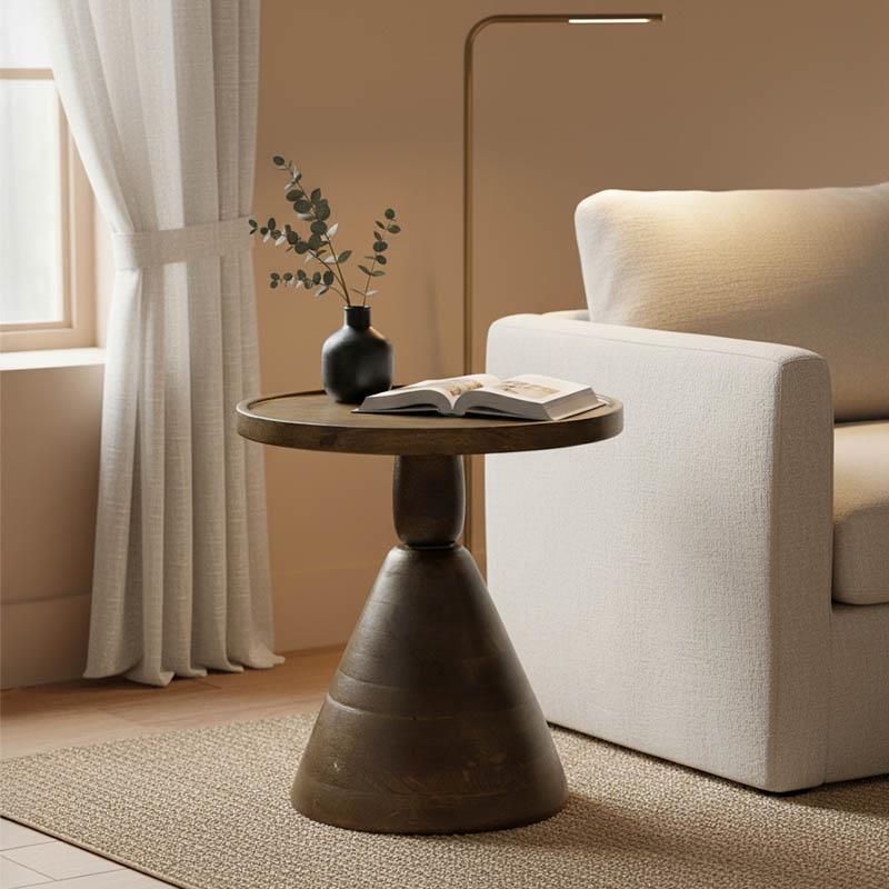 Βοηθητικό τραπέζι Spello Inart καρυδί μασίφ mango ξύλο Φ38x46εκ Βοηθητικό τραπέζι Spello Inart καρυδί μασίφ mango ξύλο Φ38x46εκ