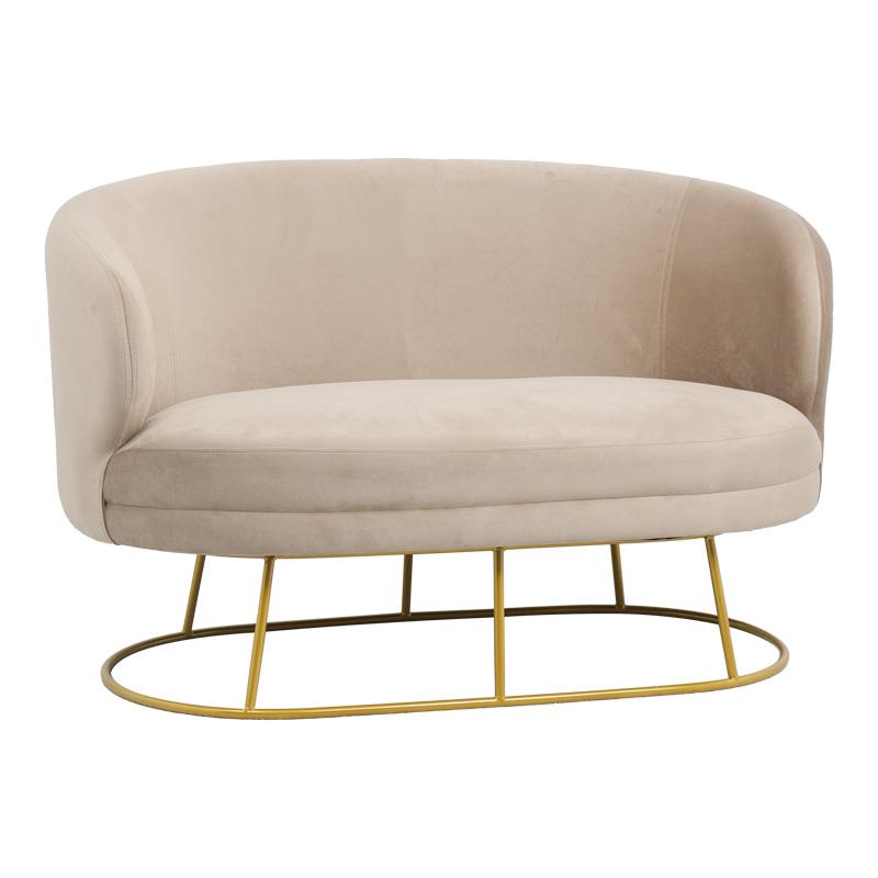 Καναπές διθέσιος Rony βελούδο μπεζ-πόδι χρυσό μέταλλο 135x75x85εκ