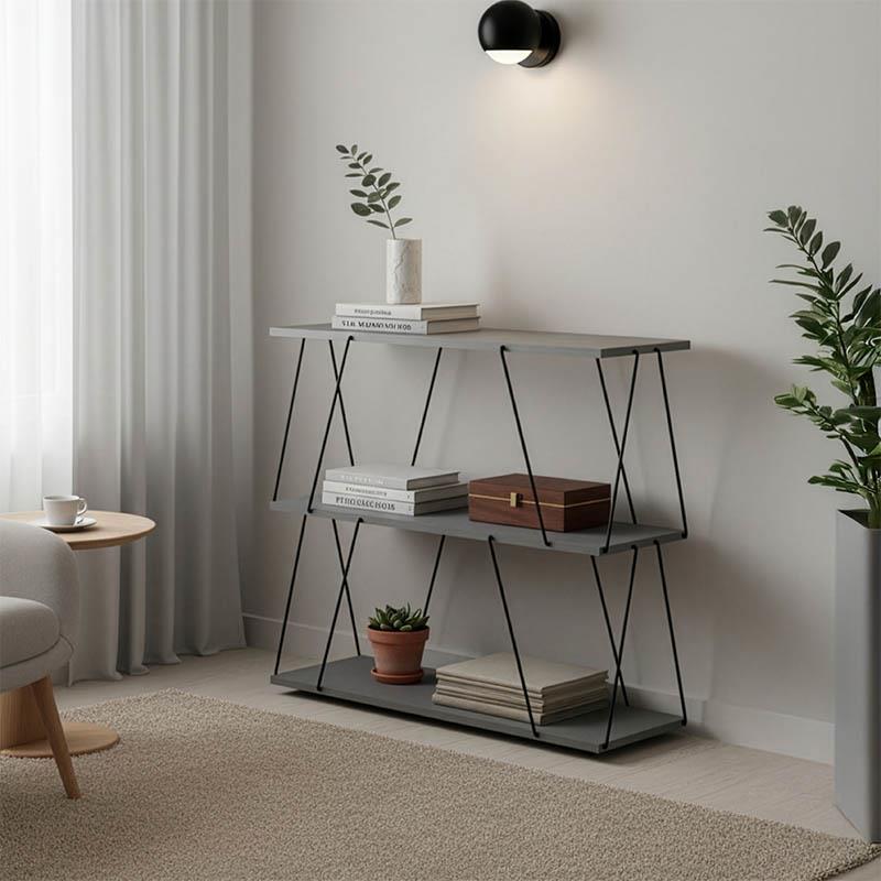 Βοηθητικό τραπέζι-ραφιέρα Tars γκρι-μαύρο 80x30x69.2εκ Βοηθητικό τραπέζι-ραφιέρα Tars γκρι-μαύρο 80x30x69.2εκ