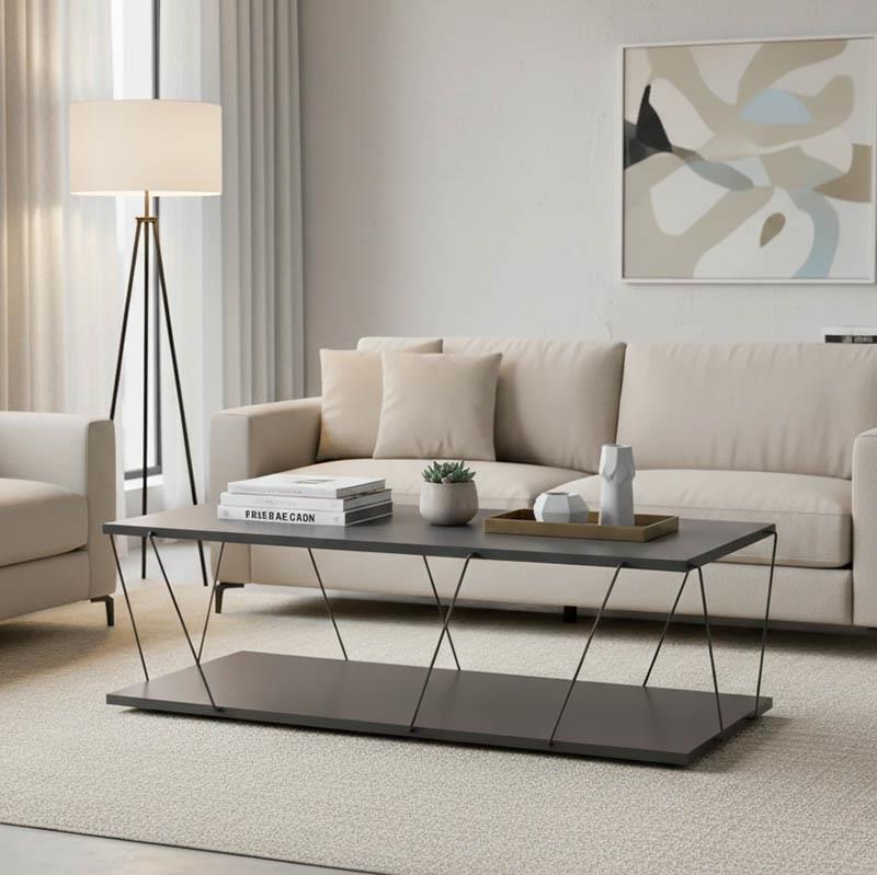 Tραπέζι σαλονιού Tars γκρι-μαύρο 120x48x30εκ Tραπέζι σαλονιού Tars γκρι-μαύρο 120x48x30εκ