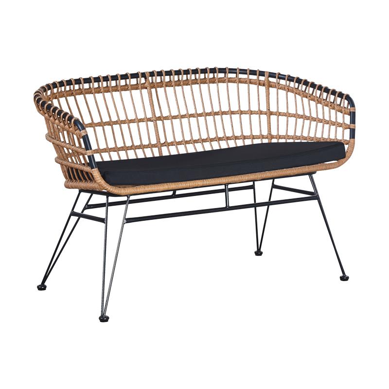 Καναπές κήπου 2θέσιος Naoki με μαξιλάρι pe φυσικό-μέταλλο μαύρο 120x62x79εκ Καναπές κήπου 2θέσιος Naoki με μαξιλάρι pe φυσικό-μέταλλο μαύρο 120x62x79εκ