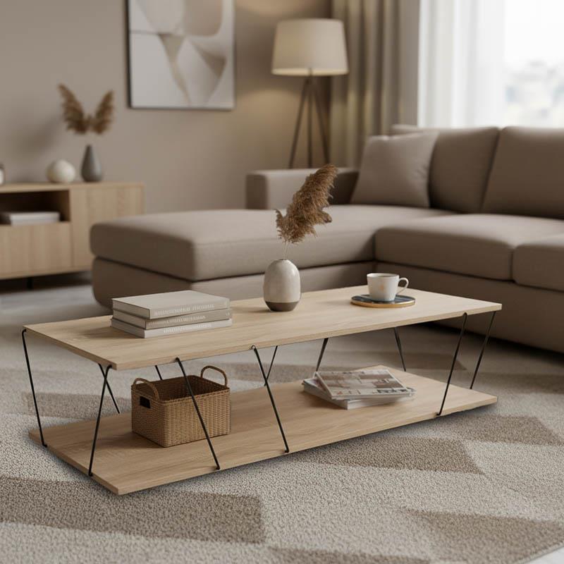 Tραπέζι σαλονιού Tars οακ-μαύρο 120x48x30εκ Tραπέζι σαλονιού Tars οακ-μαύρο 120x48x30εκ