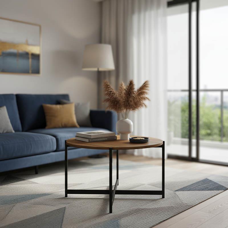 Τραπεζάκι σαλονιού Aisle μελαμίνης καρυδί-μαύρο Φ80x45εκ Τραπεζάκι σαλονιού Aisle μελαμίνης καρυδί-μαύρο Φ80x45εκ