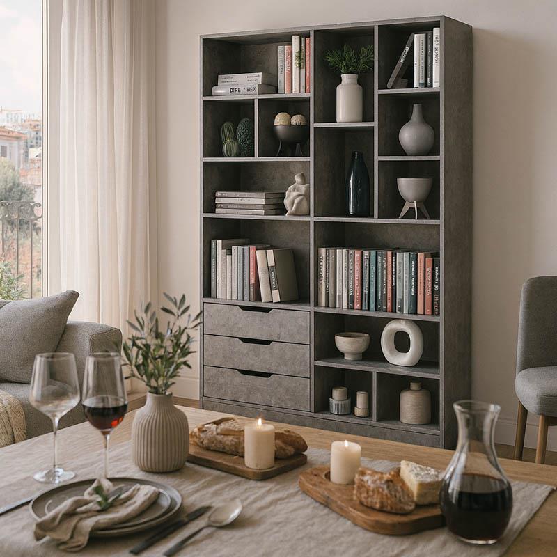 Βιβλιοθήκη Lucinda γκρι oak 120x29.8x180.5εκ