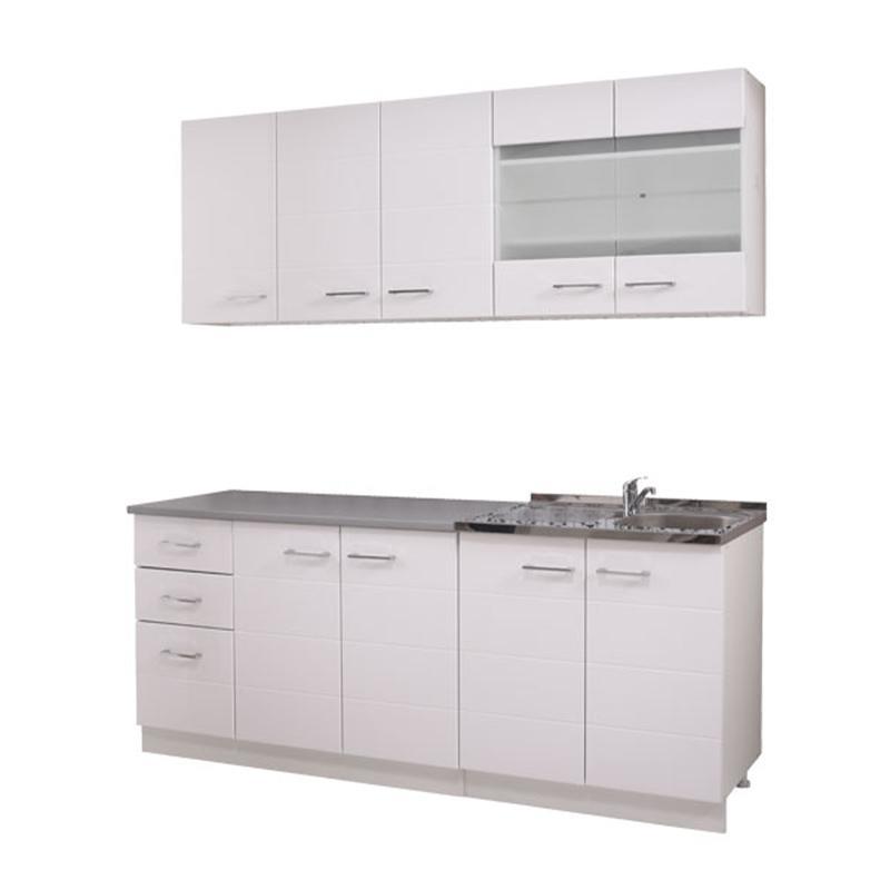 Έτοιμη Σύνθεση Κουζίνας Diva 200 Λευκή - Λευκή Λάκα 200x60x200 εκ.