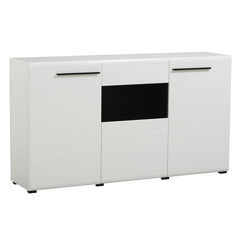 Κομότα - Μπουφές Trentino 3K1F Λευκό - Μαύρο - Λευκή Λάκα 173x41,5x96,5 εκ.