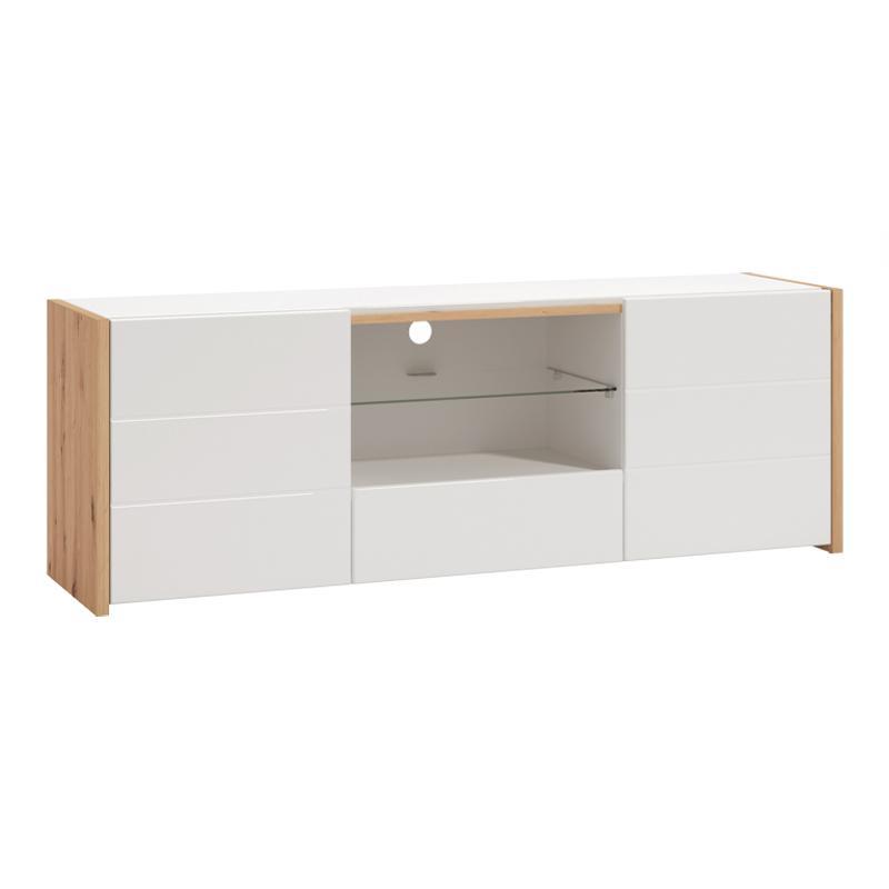 Έπιπλο Τηλεόρασης Alicia Artisan Oak - Λευκό - Λευκή Λάκα 158x40x55 εκ.
