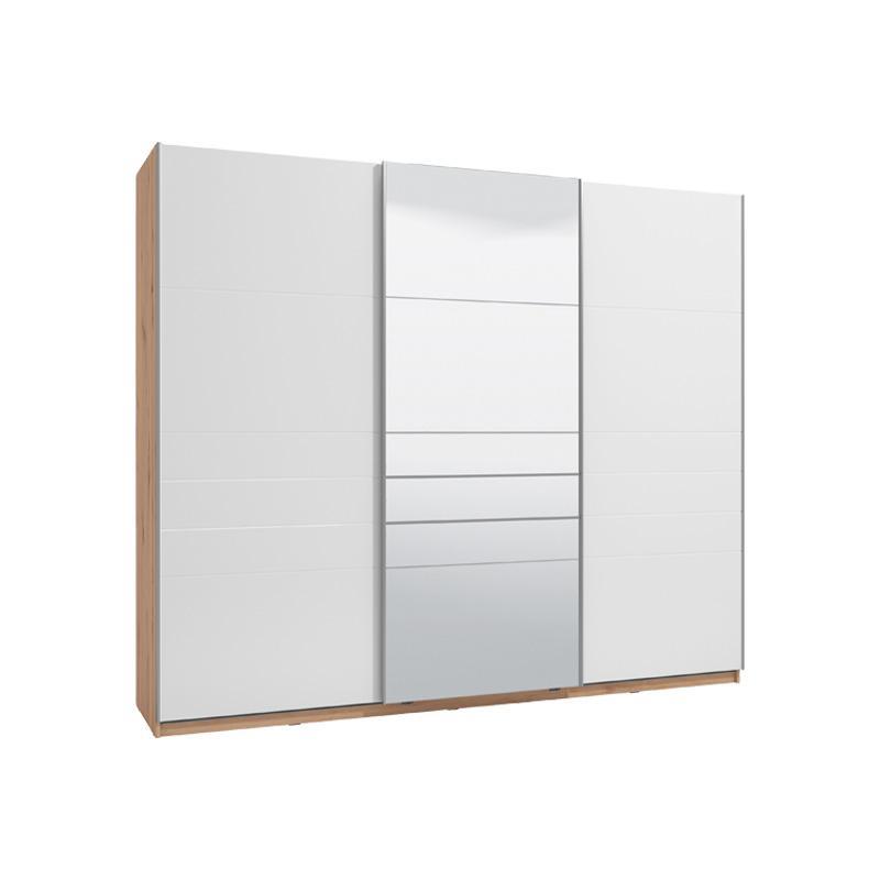 Ντουλάπα Mondego με Καθρέφτη 270 POG Artisan - Λευκή Λάκα 262.5x62.5x224 εκ.