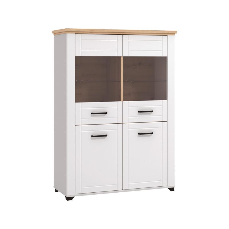 Βιτρίνα Valencia 2K VS2 Λευκό - Αrtisan Oak - Λευκό Μάτ 103,5*41*143 εκ.