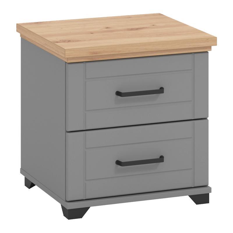 Κομοδίνο Valencia Γκρί - Αrtisan Oak - Γκρί Μάτ 46x41x47.5 εκ.