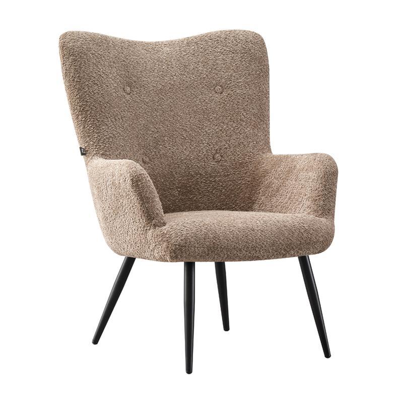 Πολυθρόνα C-06 Fylliana με Μεταλλικά Πόδια και Μπέζ Ύφασμα 80x75x97 εκ.