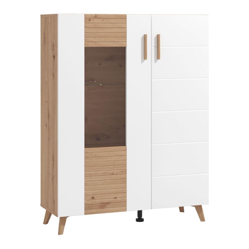 Βιτρίνα Bretagna 2K VS1 Artisan Oak - Λευκό Γυαλιστερό 96x35x125,5 εκ. Βιτρίνα Bretagna 2K VS1 Artisan Oak - Λευκό Γυαλιστερό 96x35x125,5 εκ.