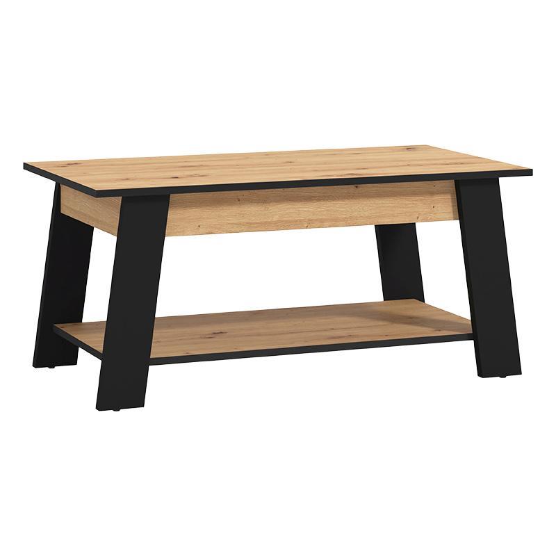 Τραπεζάκι Σαλονιού Piave Artisan Oak - Μαύρο Μάτ 101x55x47 εκ.