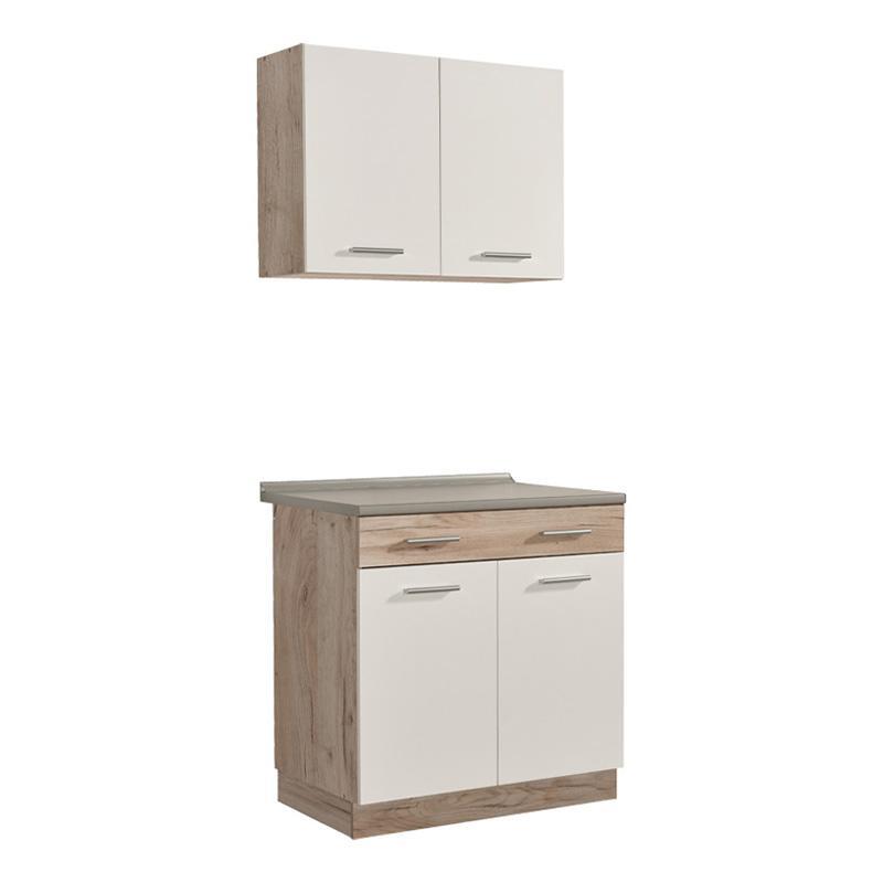 Έτοιμη Σύνθεση Κουζίνα Dalila 80 Γκρί Δρύς - Λευκό 80x51,5x206,5 εκ.