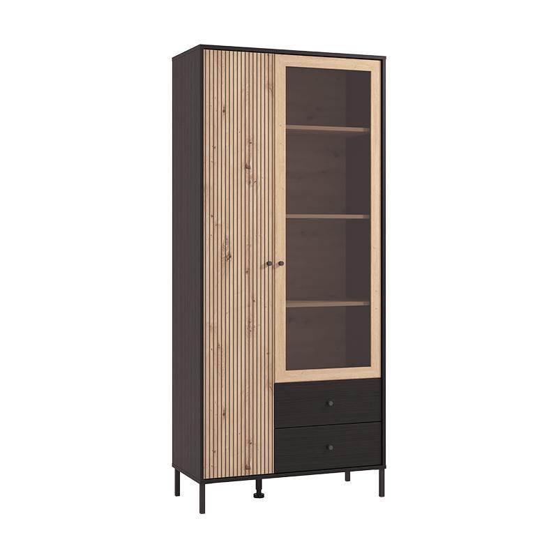 Βιτρίνα Correze 2K2F VS1 Μαύρος Δρύς - Artisan Oak 87x40x195 εκ. Βιτρίνα Correze 2K2F VS1 Μαύρος Δρύς - Artisan Oak 87x40x195 εκ.