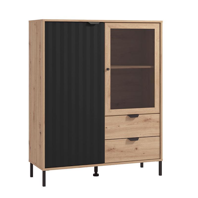 Βιτρίνα Vandea 131 2K2F VS1 Artisan - Μαύρο Μάτ 106x40x131 εκ. Βιτρίνα Vandea 131 2K2F VS1 Artisan - Μαύρο Μάτ 106x40x131 εκ.