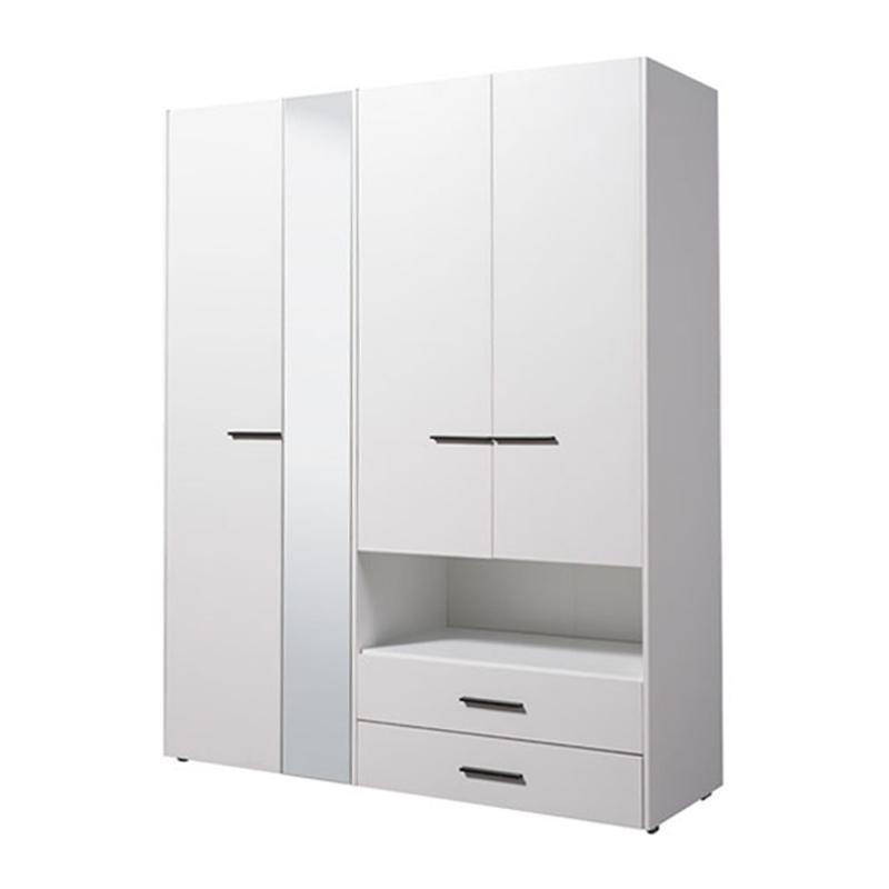 Ντουλάπα Leon 4K2FO Λευκό 161x55x205.5 εκ.