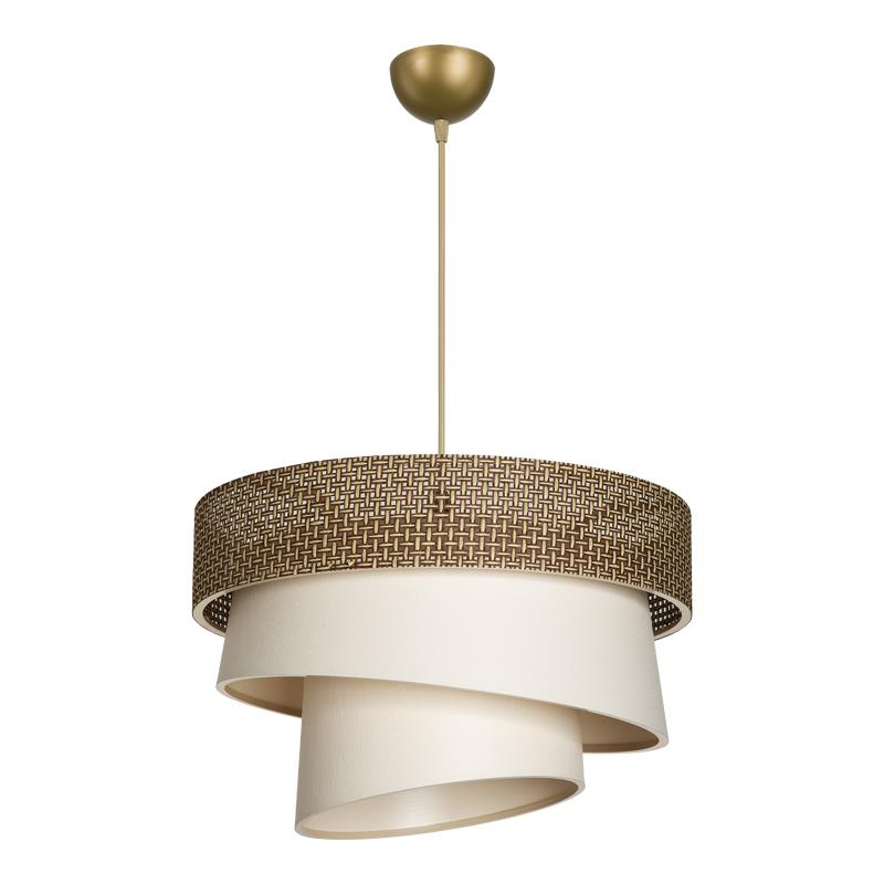 Φωτιστικό οροφής μονόφωτο Tazma ύφασμα σε καφέ και κρεμ απόχρωση Φ38x65εκ