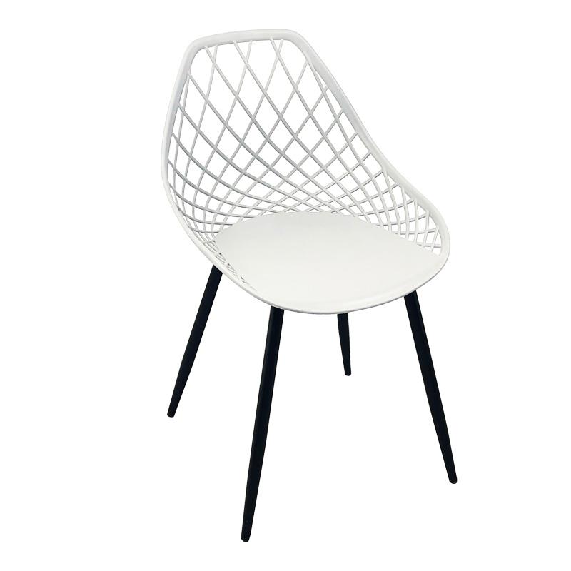 Καρέκλα Suan pp σε λευκή απόχρωση και μαύρο μεταλλικό πόδι 56x49x82εκ
