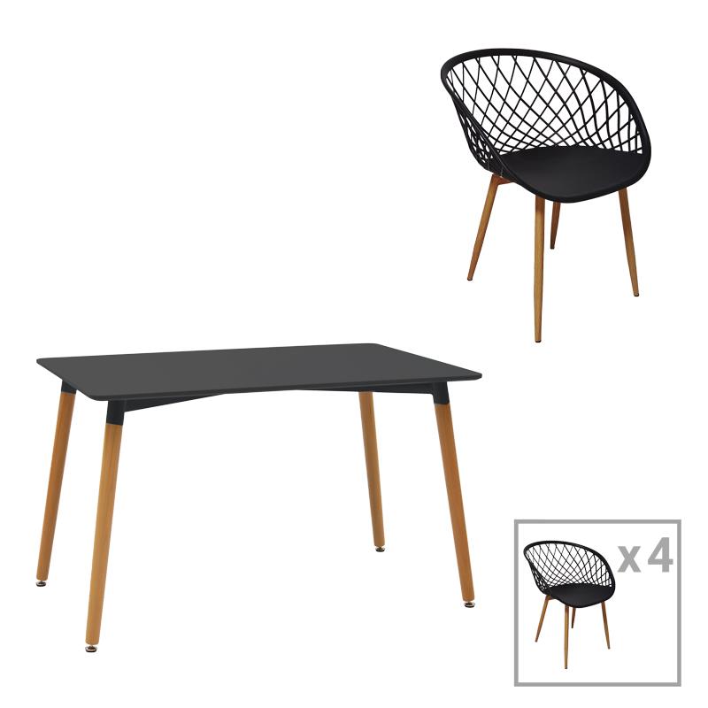 Τραπεζαρία Ezra-Natali σετ 5τεμ pp-mdf σε μαύρη-φυσική απόχρωση 120x80x76εκ Τραπεζαρία Ezra-Natali σετ 5τεμ pp-mdf σε μαύρη-φυσική απόχρωση 120x80x76εκ