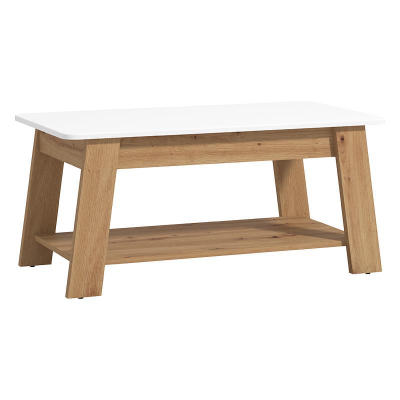 Τραπεζάκι σαλονιού PIAVE Artisan Oak - Λευκό Gloss 101x55x47 εκ.