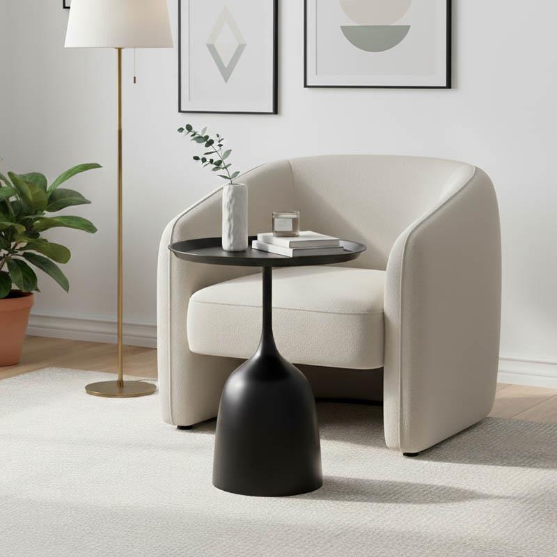 Βοηθητικό τραπέζι Agrile Inart μαύρο μέταλλο Φ50x60εκ