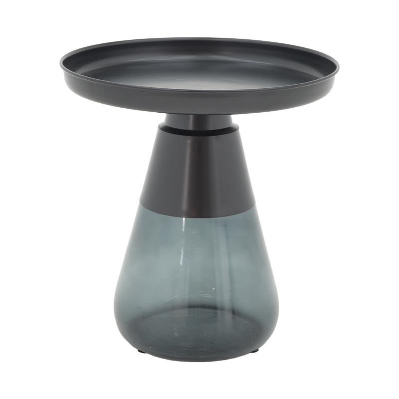 Βοηθητικό τραπέζι Kunlo Inart μαύρο μέταλλο-μαύρο γυαλί Φ50x53.5εκ Βοηθητικό τραπέζι Kunlo Inart μαύρο μέταλλο-μαύρο γυαλί Φ50x53.5εκ