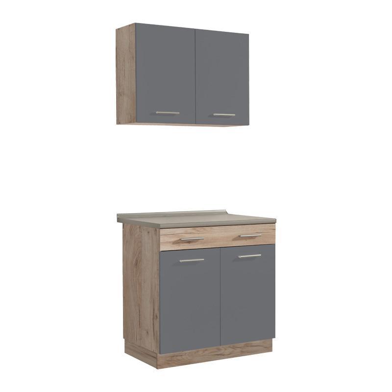 Έτοιμη Σύνθεση Κουζίνα Dalila 80 Γκρί Δρύς - Γκρί  80x51,5x206,5 εκ.