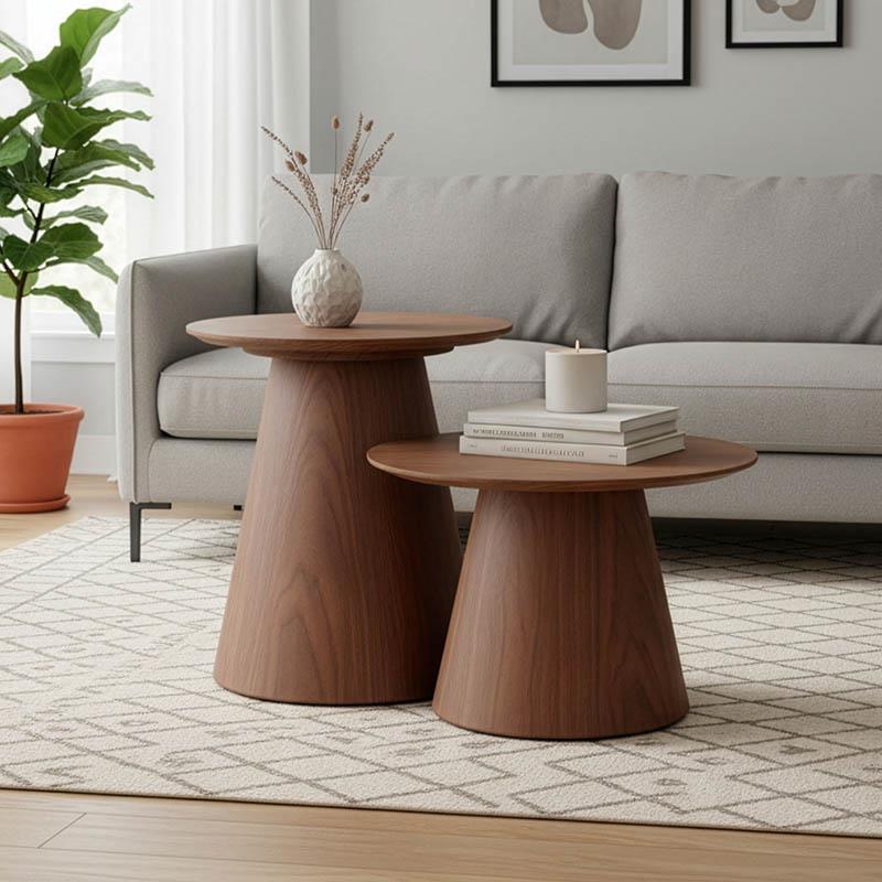 Βοηθητικά τραπέζια Kayano σετ 2 τεμ mdf σε καρυδί απόχρωση