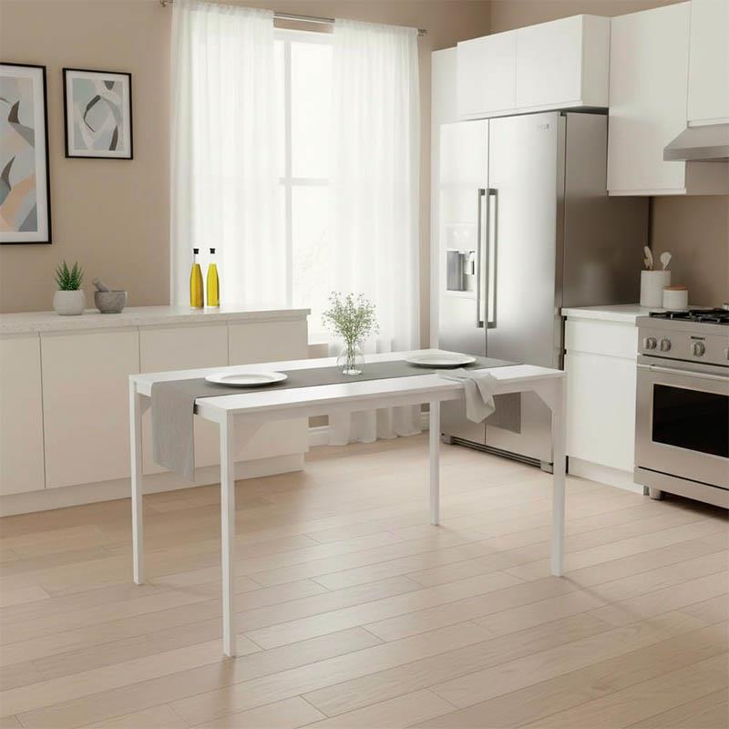 Τραπέζι Chan μελαμίνη σε λευκή απόχρωση κα πόδι λευκό μεταλλικό 120x75x75εκ