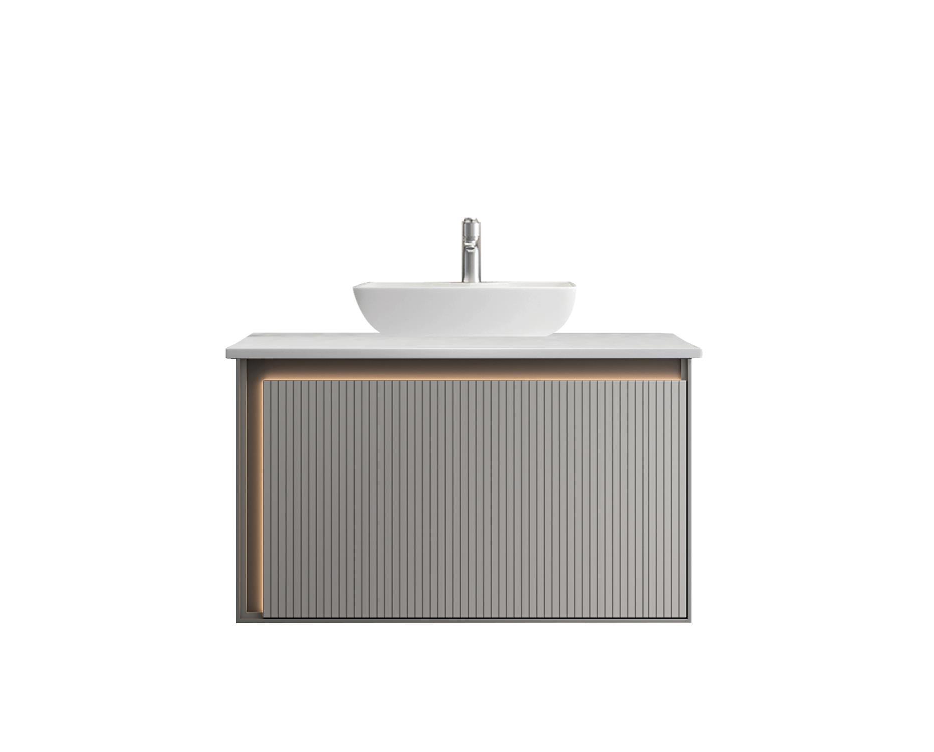 Πάγκος μπάνιου με Νιπτήρα GREYS 80 Top Light Grey 80x50x65 εκ.