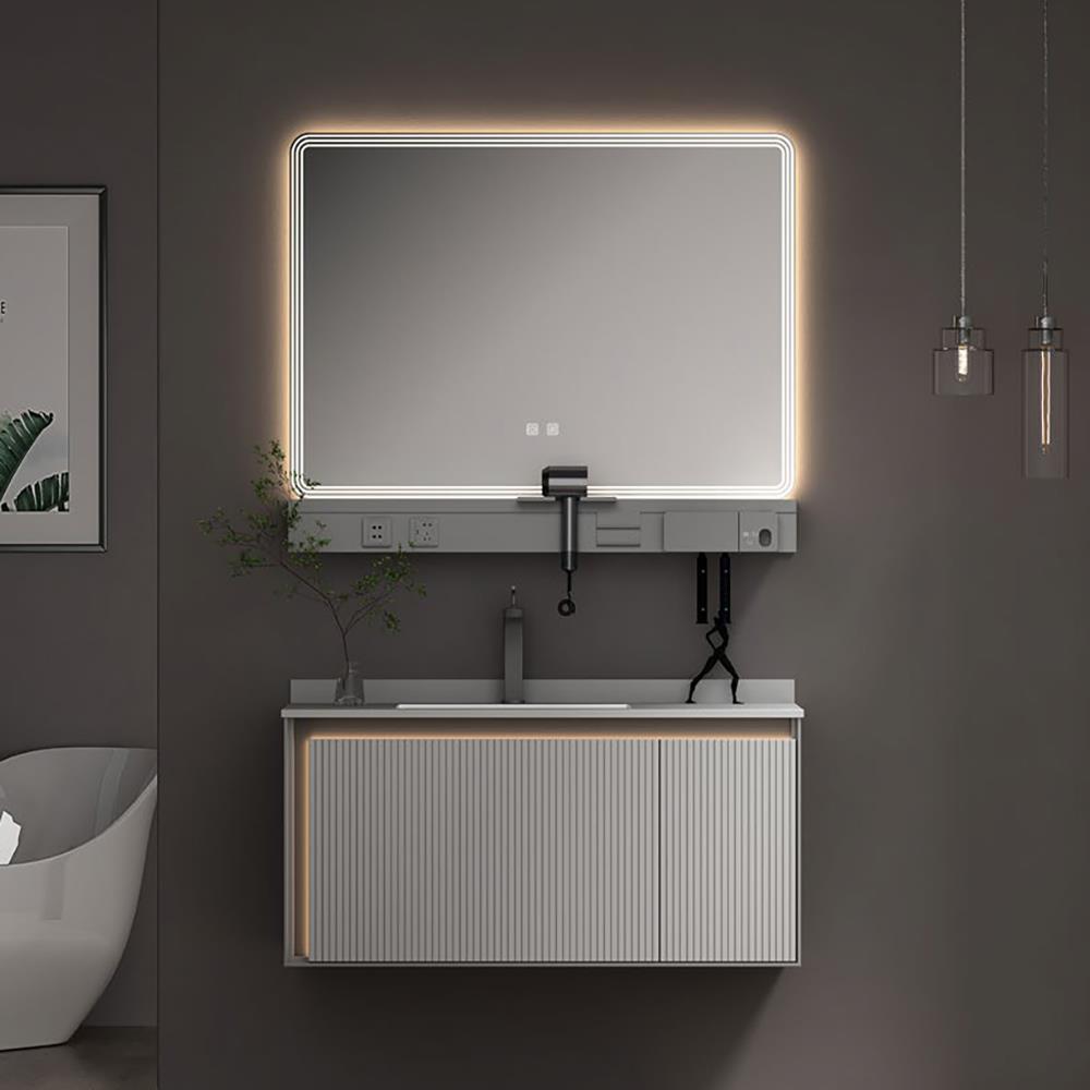 Σετ Επίπλου Mπάνιου GREYS 100 Plywood Light Grey