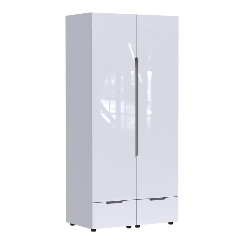Ντουλάπα δίφυλλη Afina mdf-μελαμίνη σε λευκή glossy απόχρωση 100x57x213εκ Ντουλάπα δίφυλλη Afina mdf-μελαμίνη σε λευκή glossy απόχρωση 100x57x213εκ