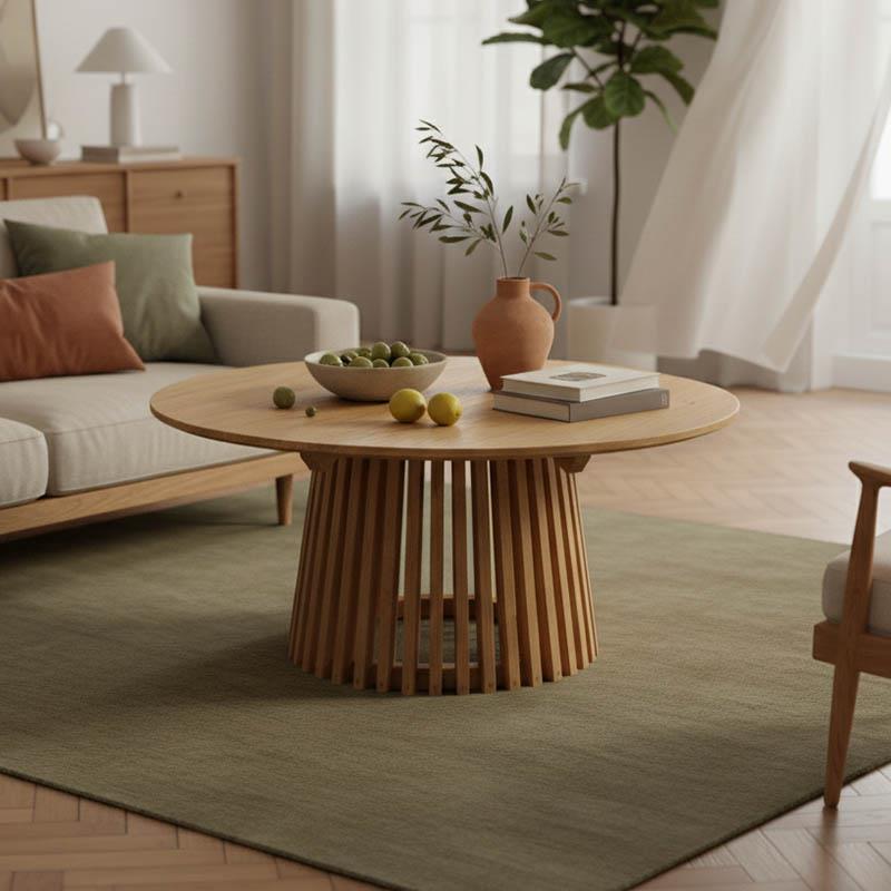 Τραπέζι Kenda mindi ξύλο σε φυσική απόχρωση Φ100x45εκ Τραπέζι Kenda mindi ξύλο σε φυσική απόχρωση Φ100x45εκ