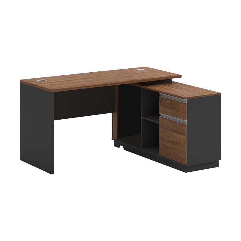 Γραφείο επαγγελματικό με δεξιά γωνία Oscar μελαμίνη σε καρυδί-ανθρακί 140x120x76εκ.