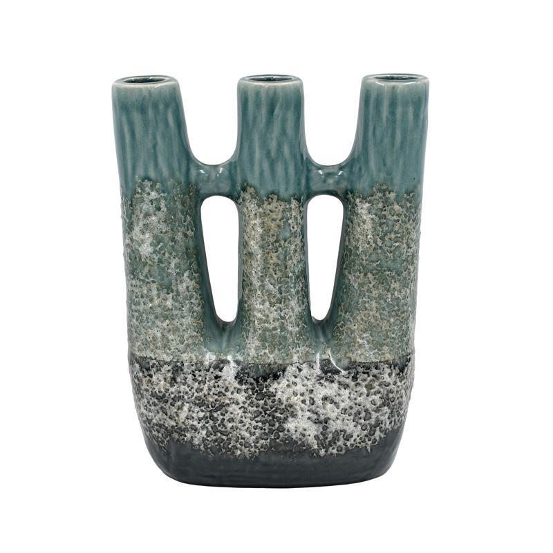 ΚΕΡΑΜΙΚΟ ΒΑΖΟ Fylliana FL3205 ΠΡΑΣΙΝΟ-ΓΚΡΙ ΧΡΩΜΑ 24x12x30εκ