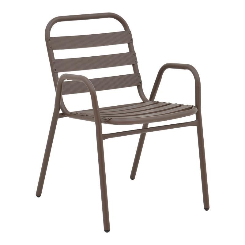 Καρέκλα - Πολυθρόνα Sussie στοιβαζόμενη καφέ μέταλλο με φέτες αλουμινίου 45x62x76 εκ. Καρέκλα - Πολυθρόνα Sussie στοιβαζόμενη καφέ μέταλλο με φέτες αλουμινίου 45x62x76 εκ.